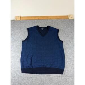 Brooks Brothers 346 Mens V Neck Sweater Vest 100% Merino Wool Blue XL Preppy